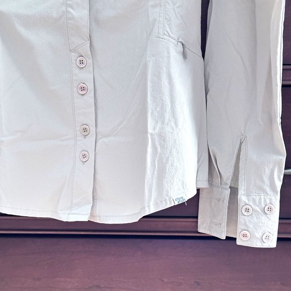 CHLOROPHYLLE Sport Travel Nylon Spandex Front Pockets Beige Shirt Small - Picture 3 of 11